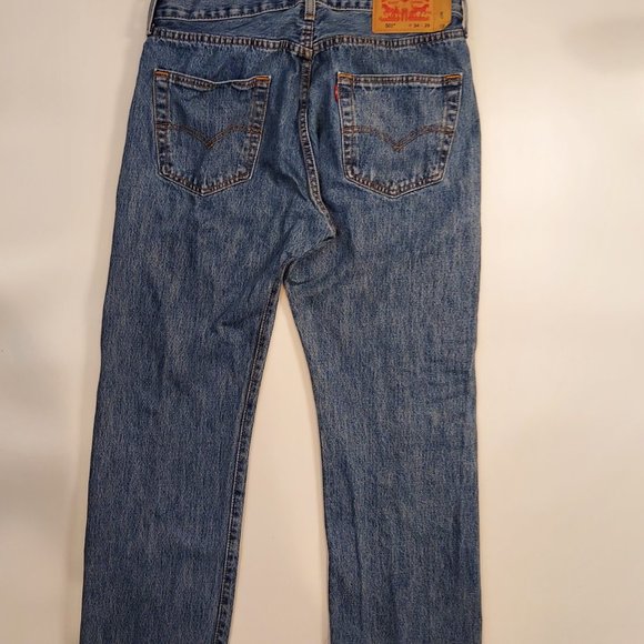 Levi's Men 34x27 501 Button Fly Jeans Straight Leg - Picture 10 of 11